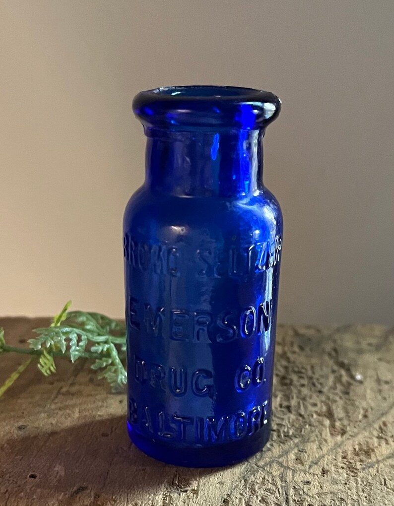 Antique Cobalt Blue Glass Bottle of Bromoseltzer by Emerson Etsy