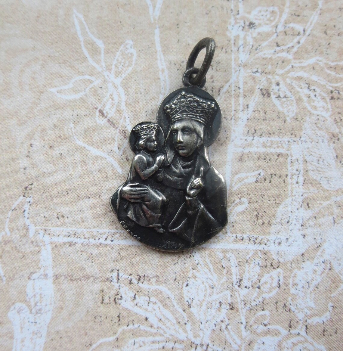 Vintage French Sainte Anne De Beaupré Figural Medallion by Etsy