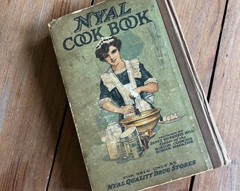 Antique Nyal Cookbook by Janet Mckenzie Hill, Shabby Hardcover Book, C1910, Boston Cooking School Magazine, Loved Historial Keepsake