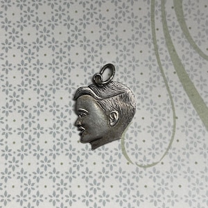 Vintage Sterling Young Boy Head Charm in Profile with Wonderful Details by Beau Sterling, Gift Charm for a New Mother, Baby Shower