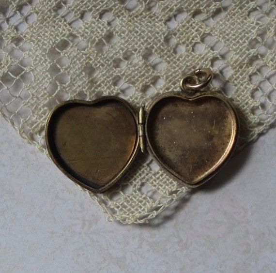 Antique Heart Shaped Locket Fob with Scrolled Des… - image 6