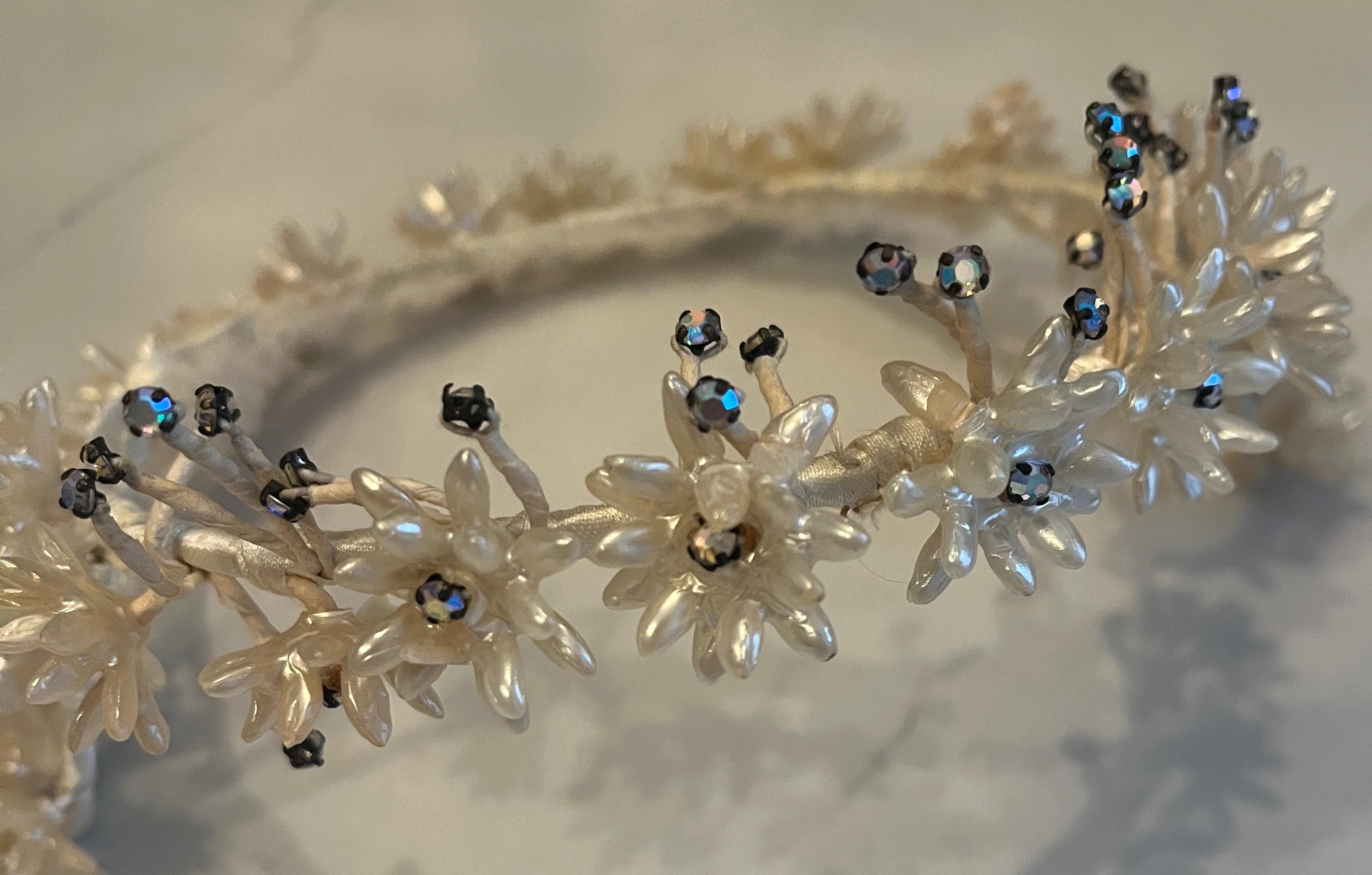 Vintage Elegant Floral Cream Wax Tiara and boutonnière Vintage Wax Tiara - Etsy main image 3