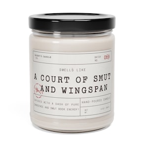A Court of Smut and Wingspan Bookish Candle, Acotar Inspired Book Merch Fantasy Romance Rhysand Feyre Acomaf Book 9oz Soy Candle