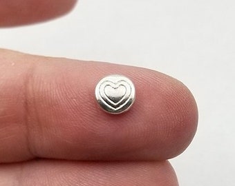 10 Silver Plated Greek Zamak Heart Beads; Size 8x10mm