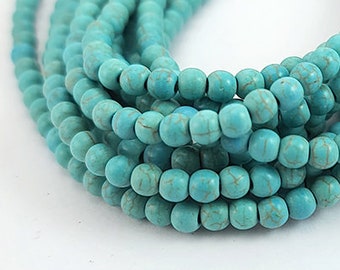 100 Turquoise Howlite Beads 4MM howlite bead