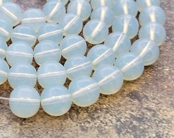 10MM Opalite Glass Beads | Strand of 32 Beads | 10MM Glass Beads