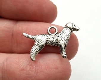 6 Dog Charms Silver Tone Metal