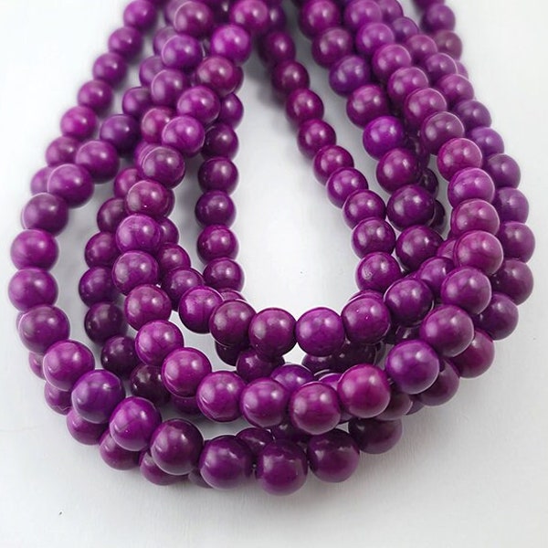 Plum Purple Howlite Beads 8MM round | Strand of 50 Beads