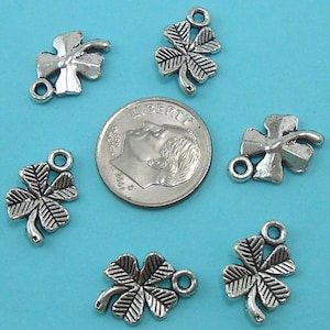 12pcs Small Four Leaf Clover Charms Silver Tone 4 Leaf Clover