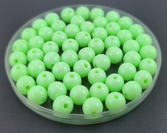 8MM Bright Mint Green Acrylic Beads round | Set of 80 Beads