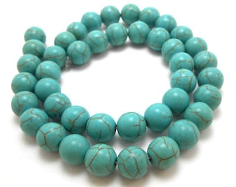 10MM Turquoise Howlite Beads 10MM round magnesite bead | Strand of 40 beads