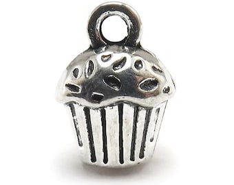 8 Cupcake Charms silver tone cake baking