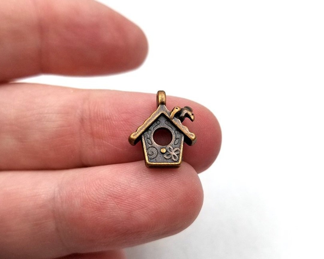 10 Bird House Charms Copper Tone Metal Birdhouse s014cnt Etsy