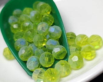 Frosted Green AB Glass Beads 8mm 50pcs