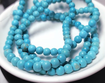Turquoise Howlite Beads 6MM round, 6MM turquoise magnesite | Strand of 70 Beads