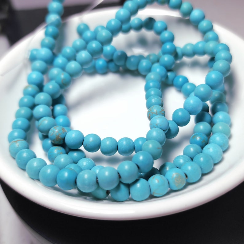 Turquoise Howlite Beads 6MM round, 6MM turquoise magnesite Strand of 70 Beads image 1