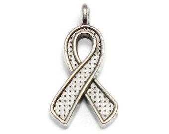 10 Awareness Ribbon Charms silver tone (S195-cnt)