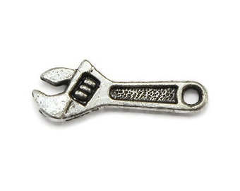 12 Wrench Charms silver tone tool
