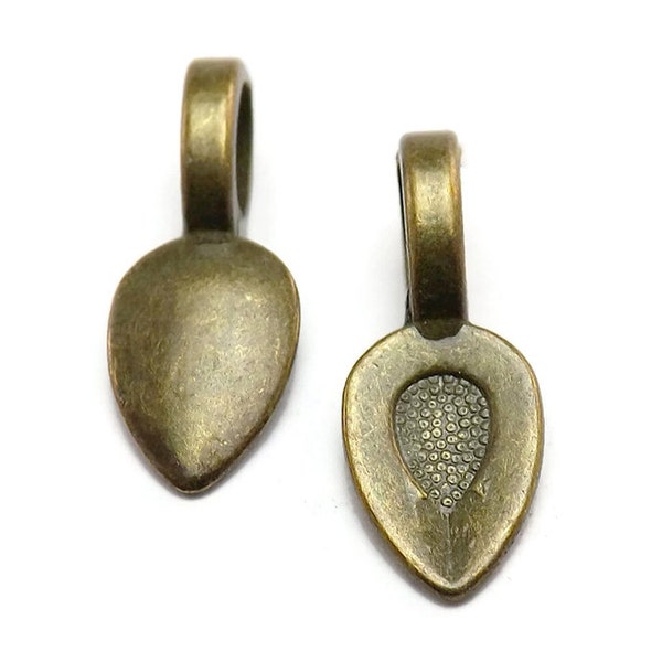 50 Glue On Bails bronze brass necklace pendant spoon bails bulk