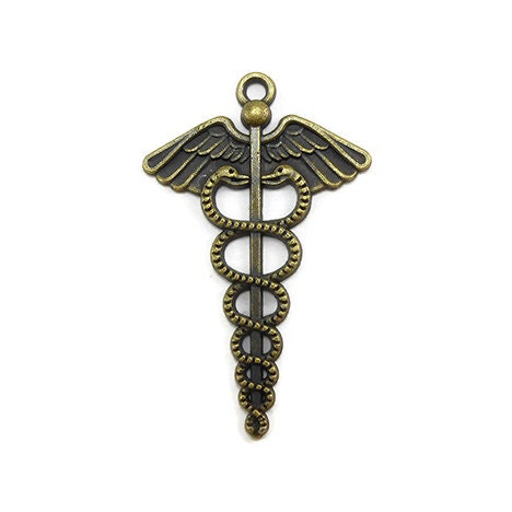 4 Caduceus Charms Bronze Tone Metal medical symbol S215-cnt | Etsy