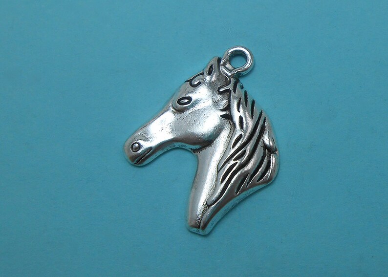 4 Horse Charms Silver Tone equestrian horse head charms