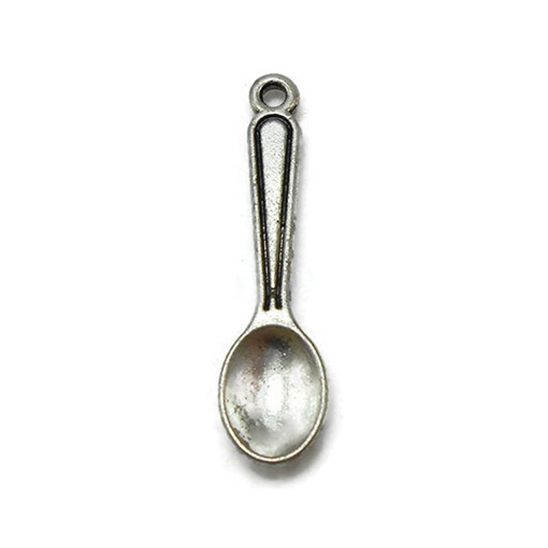80 Spoon Charms Silver Tone Metal BULK