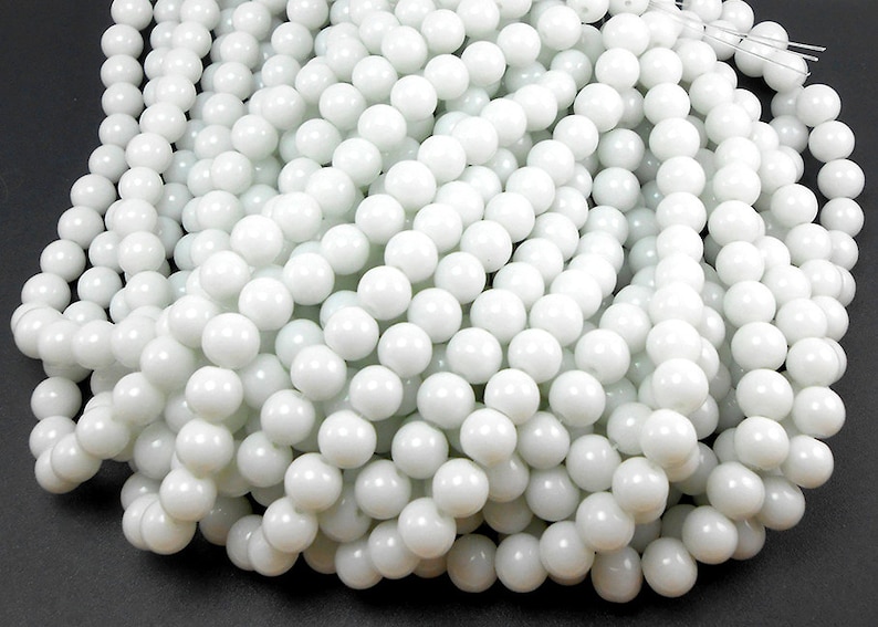 40 White Glass Beads 8MM round beads | Etsy