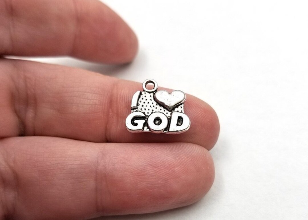 Christian Charms I Love God Charms Silvertone Metal Set of Etsy