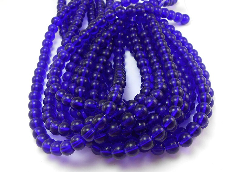 40 Cobalt Blue Glass Beads 8mm round Etsy
