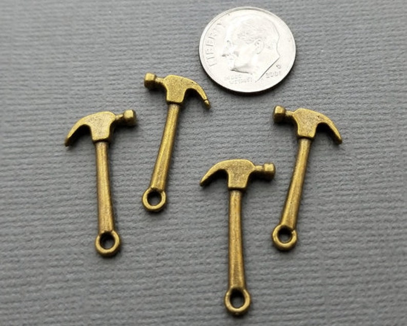 10 Hammer Charms Tool Charms Choose From Silver Tone Bronze Etsy