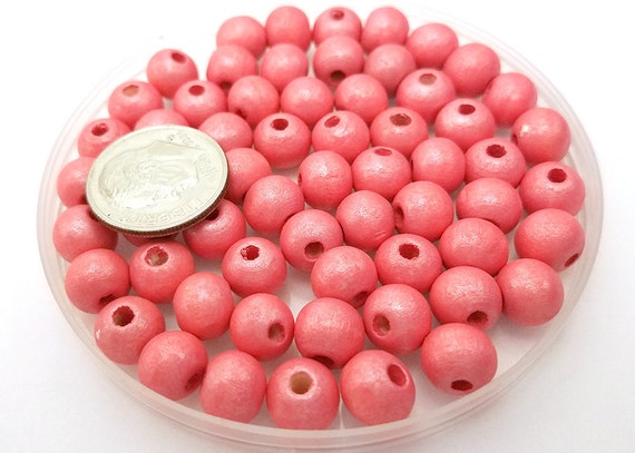 75 Pink Shimmer Wood Beads 8mm H2419 