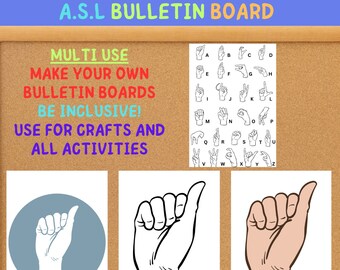 ASL Alphabet Sign Language Bulletin Board Letters Autism Deaf Hearing Word Wall