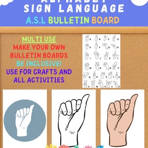 ASL Alphabet Sign Language Bulletin Board Letters Autism Deaf Hearing Word Wall