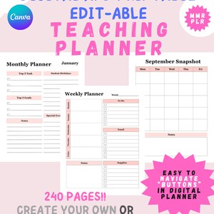 Editable Teacher's Digital & Printable Planner 240 Pages of ...