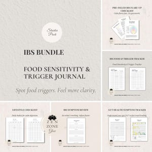 PAQUETE DE DIARIO SOBRE EL SII - Paquete económico - Registro de síntomas del SII imprimible - Diario de alimentos - Lista de verificación de estilo de vida en tamaños A4, A5 y carta - 11 páginas de diario