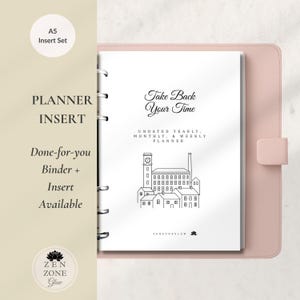 Take Back Your Time (Planner INSERT PACK/A5 ring binder inserts - Complete Set of Yearly Monthly Weekly Journal Pages - Undated - PRINTED)