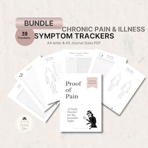 Pain/Symptom Tracker BUNDLE - Chronic Pain & Illness Health Planner Pages-  Spoonie Self care Gift - Medical Journal Logs - VALUE PACK