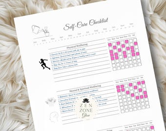 Self-Care Checklist Printable | Wellness Tracker (Fillable PDF)