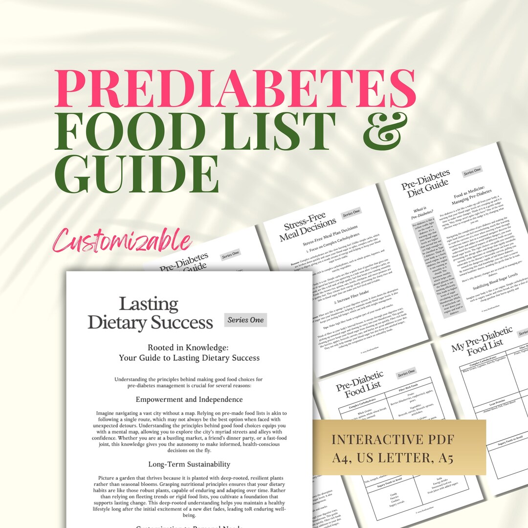 Customizable Pre Diabetic Food List & Diet Guide, Diabetic Meal Plan