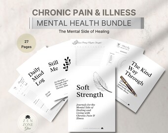 Mental Health BUNDLE - Chronic Pain & Illness Health Planner Pages-  Spoonie Self care Gift - Medical Journal Logs - VALUE PACK