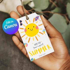 Haben Sie einen großen Sommer-Geschenkanhänger, Sommersonne Geschenkanhänger, Sonnenschein Danke Geschenkanhänger, Personalisierbarer Dankeschön Anhänger, Ende des Schuljahres Anhänger T13