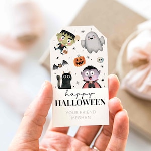Halloween Personalized Favor Tags, Happy Halloween Treat Favor tags, Simple Trick Or Treat Tags, Editable Template Favor Bag Tag T58