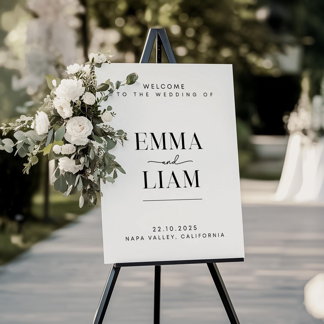 Minimalist Editable Wedding Welcome Sign, Printable Wedding Sign ...