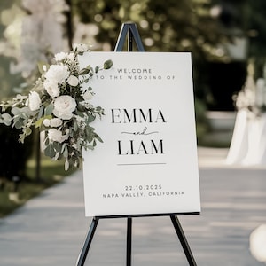 Minimalist Editable Wedding Welcome Sign, Printable Wedding Sign Template, Instant Download, Welcome to our Wedding Poster, Canva Templates