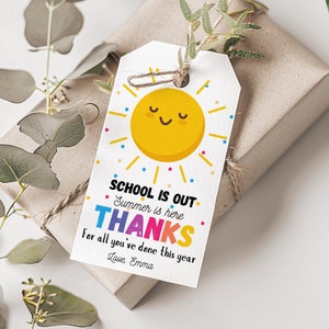 Thank You Teacher Appreciation Gift Tag, Sunshine Gift Tag, Personalizable Thanks Gift Tag, Summer Sun Gift Tag, End of School Year Tag T1
