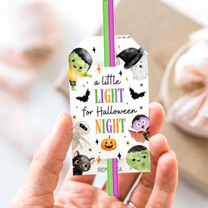 Glow Stick Tag, Printable Halloween Personalized Tags, Halloween Party Favor, Light for Halloween Night, Editable Template Favor Bag Tag T77