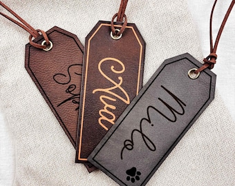 Faux Leather Patches for Stockings, Leather Stocking Tag, Personalized Name Patch Engraved Christmas Stockings Tag, Custom Family Gift Patch