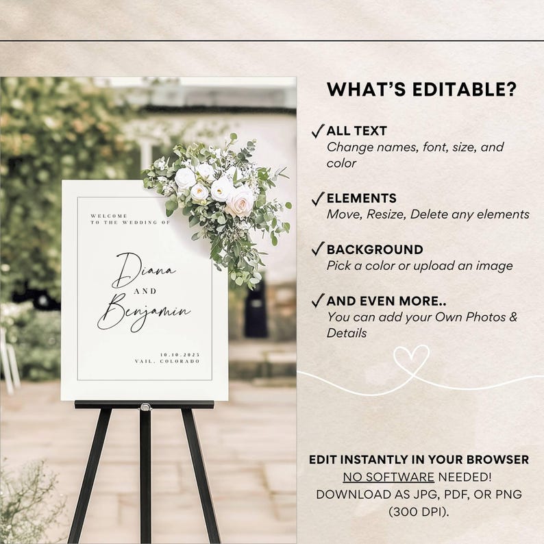 Editable Wedding Welcome Sign, Instant Download Wedding Welcome Poster ...