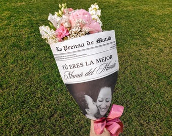 Editable Mother's Day Newspaper Template, Día De La Madre Regalo, Personalized Mother's Day Gift, Printable Mother's Day Flower Insert | N13