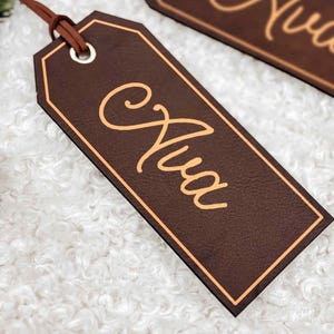 Faux Leather Patches for Stockings, Leather Stocking Tag, Personalized Name Patch Engraved Christmas Stockings Tag, Custom Family Gift Patch
